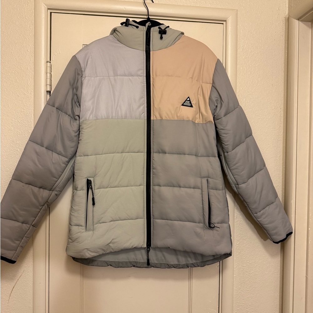 Stylish Kids Puffer Jacket - Gray and Tan